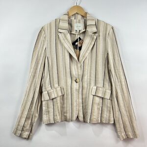NWT Love Tree Linen Blend Striped Blazer Jacket Women’s Size L
